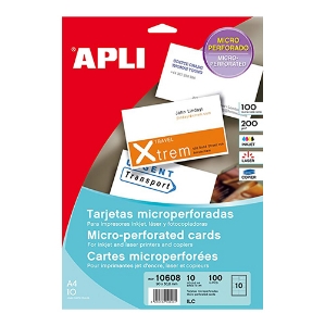Picture of PAPEL APLI A4 200GR PARA 100 CARTÕES DE VISITA 10608 (CAIXA 10 FOLHAS)