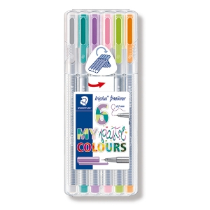 Imagem de CAIXA 6 MARCADORES STAEDTLER TRIPLUS FINELINER 334 SB6CS1 PASTEL