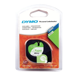 Picture of FITA DYMO LETRATAG 12MMX4MT PRETA/BRANCA 91200/S0721510
