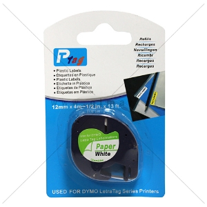 Picture of FITA P/DYMO LETRATAG 12MMX4MT PRETA/BRANCA 91200/S0721510